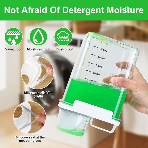 JJWUYUE 2300 ml Airtight Detergent Dispenser with Measuring Cup, Detergent Washing Powder Storage Box, Laundry Powder Box, Storage Container for Detergent, Food Container