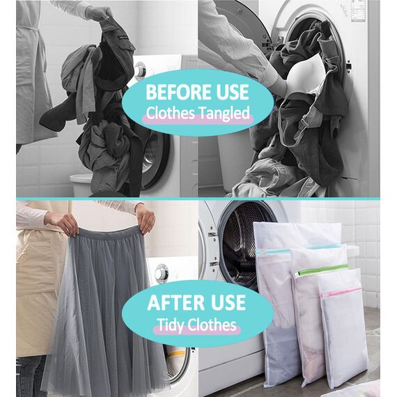 Dmjia Wäschesack 6 Stück, 40cm - 60cm 3 Verschiedene Größen Wäschebeutel, Laundry Bag Schützt Empfindliche Kleidung, Versteckter Reißverschluss, Sehr Langlebig