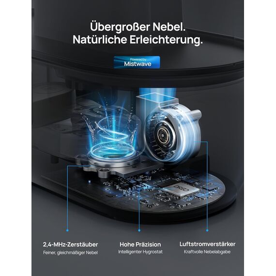 Dreo 6L Smart Luftbefeuchter für große Räume, Warm- und Kaltnebel für Schlafzimmer, 60 Std. Laufzeit, präziser Feuchtigkeitssensor, Aromadiffusor und kompatibel mit Alexa.