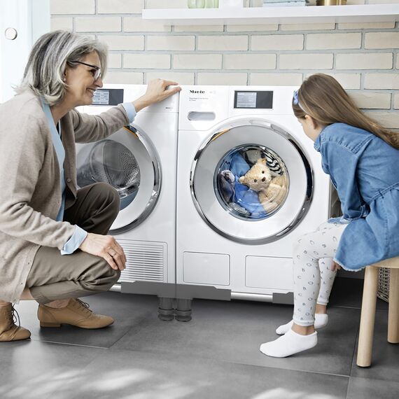 NIUXX Waschmaschinen Untergestell mit 4 Füßen für Waschwaschine,Kühlschrank und Trockner,Verstellbare Waschmaschinensockel mit Rutschfester Stoßdämpfungsfunktion,(Einstellbare:42-65cm)