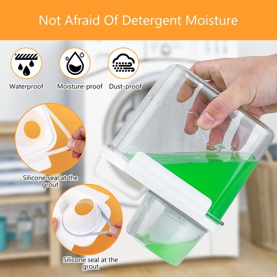 JJWUYUE 1100ML Luftdichter Waschmittelspender mit Messbecher, Waschmittel Waschpulver Aufbewahrungsbox, Waschpulver Dose, Waschmittelbox Vorratsbehälter für Waschmittel Futterbehälter
