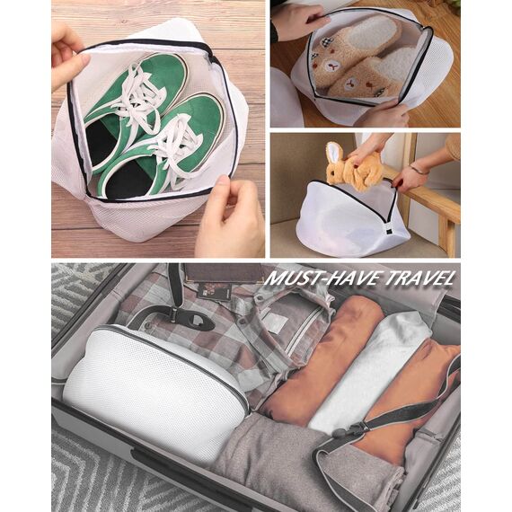 Dmjia Wäschenetz Schuhe, 2 Stück Netz Schuhsack Waschmaschine mit Reißverschluss (38 x 21 x 23 cm), Wäschesack, Waschbeutel, Schuhwaschbeutel, für Sneaker, Socken