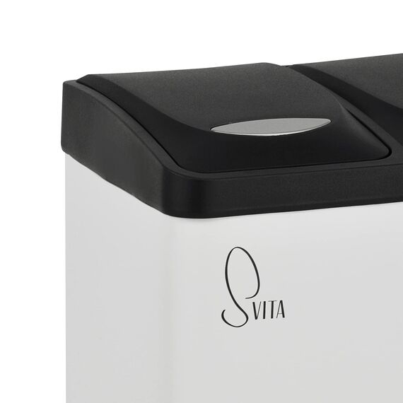 SVITA TC2X8 Mülleimer 16 Liter 2x8L doppelt Abfalleimer kompakt 2er-Mülleimer Kücheneimer Mülltrennung Treteimer Weiß