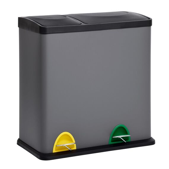 SVITA TC2Combo35 Mülleimer 35Liter Grau kombiniert 12L+23L doppelt Abfalleimer Küchen-Eimer 2er- Mülltrennung Treteimer