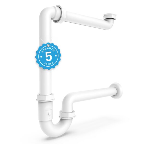 Bächlein G 1 1/4 Zoll Raumsparsiphon fürs Badezimmer - 32 mm flacher Waschbecken-Siphon - Geruchsverschluss Bad - Made in Germany