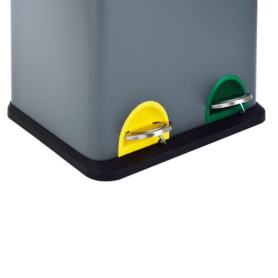 SVITA TC2X20 Küchen-Eimer 40Liter Fassungsvermögen 2x20L Abfalleimer 2er-Mülleimer Mülltrennung Treteimer Grau