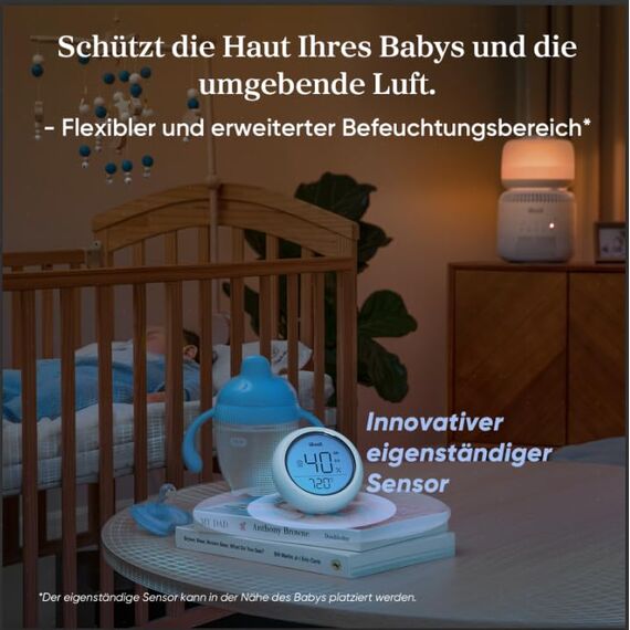 Levoit Top-Fill Luftbefeuchter, Smart Verdunstungsluftbefeuchter für Baby, separater Sensor, Humidifier mit Blaulichtfreiem Nachtlicht für Schlafzimmer, Kinderzimmer Auto Shut-off, 3,8 L, Mattweiß