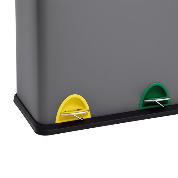 SVITA TC2Combo35 Mülleimer 35Liter Grau kombiniert 12L+23L doppelt Abfalleimer Küchen-Eimer 2er- Mülltrennung Treteimer