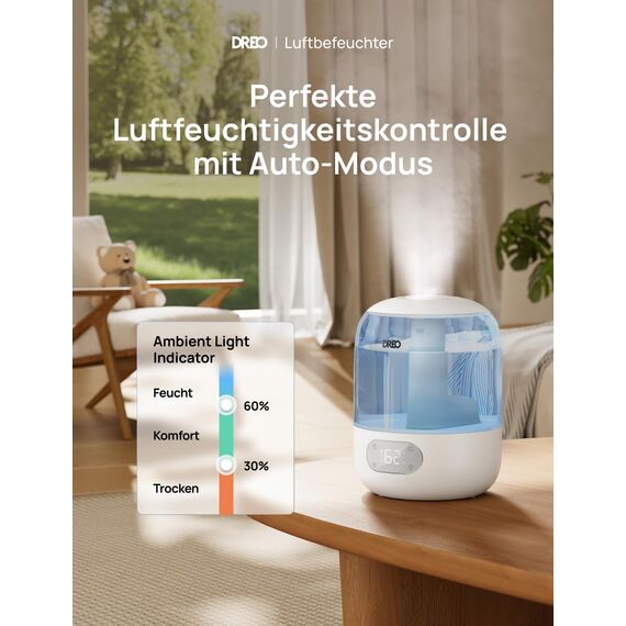 Dreo Luftbefeuchter für Schlafzimmer, kühler Nebel Luftbefeuchter für Haus und großen Raum, leiser Luftbefeuchter für Baby, Nachtlicht, ätherisches Diffusor, schnelle Ultraschall Luftbefeuchter