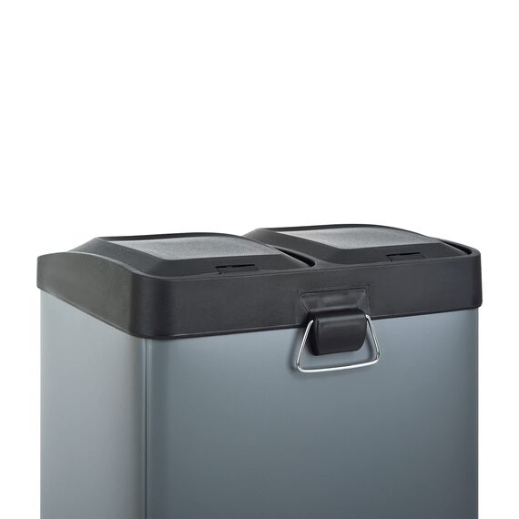 SVITA TC2X20 Küchen-Eimer 40Liter Fassungsvermögen 2x20L Abfalleimer 2er-Mülleimer Mülltrennung Treteimer Grau