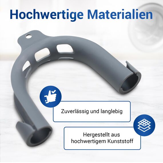 VIOKS Haltebogen Ablaufschlauch 180 Grad Bogen PVC - Halterung für Waschmaschine Ablaufschlauch & Schlauch Halterung für Geschirrspüler, Trockner
