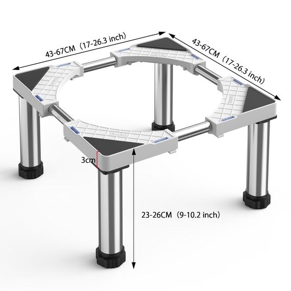 DEWEL Untergestell für Kühlschrank Sockel Höhe 23-26cm Verstellbare Sockel für spülmaschine Gefriertruhe Gefrierschrank Küchenschrank und Statische Haushalts Geräte (Einstellbare 45-67cm)