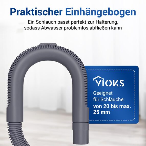 VIOKS Haltebogen Ablaufschlauch 180 Grad Bogen PVC - Halterung für Waschmaschine Ablaufschlauch & Schlauch Halterung für Geschirrspüler, Trockner
