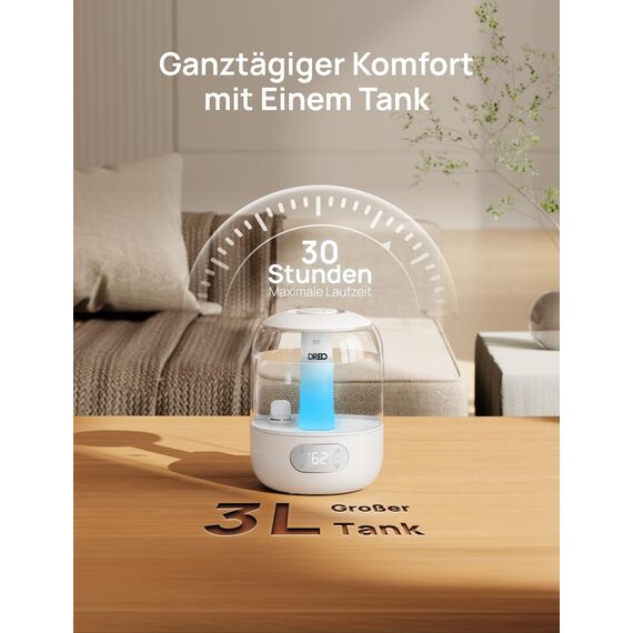 DREO Luftbefeuchters für Schlafzimmer, kühler Nebel Luftbefeuchter für Haus und großen Raum, leiser Luftbefeuchter für Baby, Nachtlicht, ätherisches Diffusor, schnelle Ultraschall Luftbefeuchters