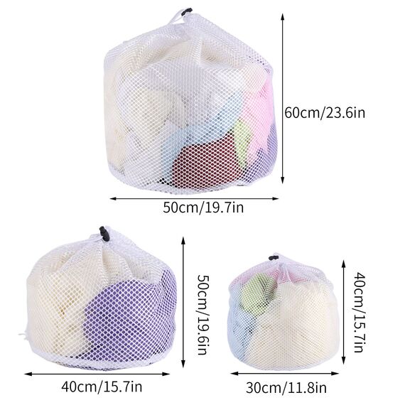 3 Stück Wäschesack,Mesh Wäschenetz für Waschmaschine Wäschebeutel für Waschmaschine Wäschesäcke mit Kordelzug für Pullover,Jeans,Bluse,Unterwäsche,BH,Mäntel,Plüschtiere usw