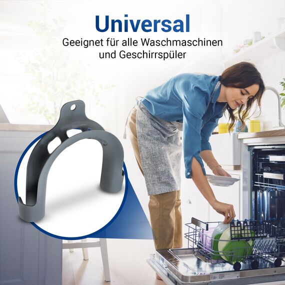 VIOKS Haltebogen Ablaufschlauch 180 Grad Bogen PVC - Halterung für Waschmaschine Ablaufschlauch & Schlauch Halterung für Geschirrspüler, Trockner