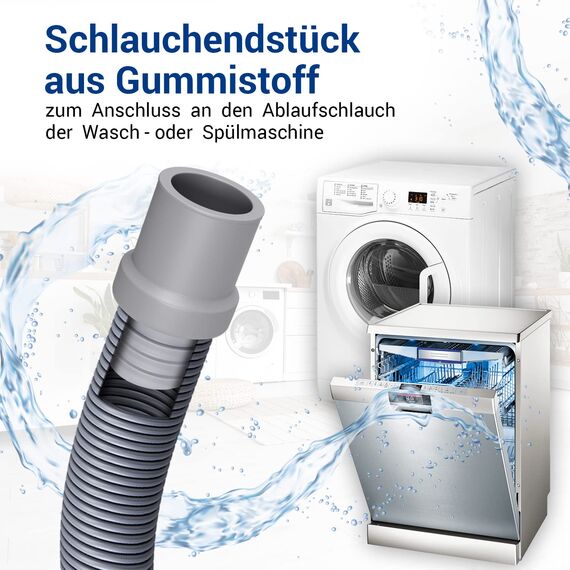 VIOKS Verbindungsstück Ablaufschlauch Verlängerung Schlauch Ø 22 mm & Ablaufschlauch Adapter für Geschirrspüler/Endstück für Schlauchverlängerung Waschmaschine Verlängerung Spülmaschine