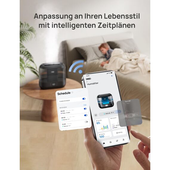 Dreo Smart Luftbefeuchter für Schlafzimmer, oben befüllbarer 4L Supergroßer Kühler Nebel Humidifier mit Öl Diffusor und Nachtlicht, 36 Stunden Laufzeit, leiser Ultraschall Luftbefeuchter Zuhause