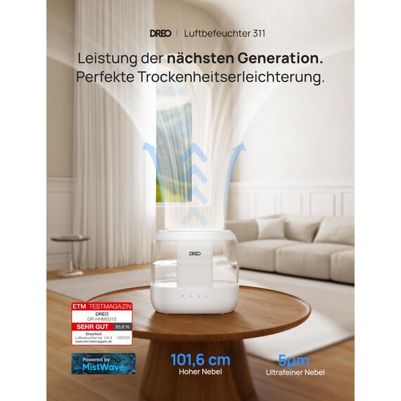 Dreo Luftbefeuchter für Schlafzimmer, Top Fill 4L Supersized Cool Mist Humidifier mit Öl-Diffusor und Nachtlicht, 36H Laufzeit, Leise Ultraschall-Luftbefeuchter für Baby-Kinderzimmer und Pflanzen