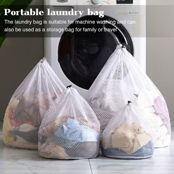4 Stück Wäschenetz für Waschmaschine, Wäschesack Wäschebeutel mit Kordelstopper Laundry Bag Wiederverwendbare für Pullover Mäntel Hemden Unterwäsche Socken