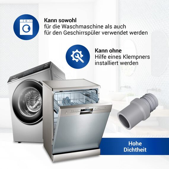 VIOKS Verbindungsstück Ablaufschlauch Verlängerung Schlauch Ø 22 mm & Ablaufschlauch Adapter für Geschirrspüler/Endstück für Schlauchverlängerung Waschmaschine Verlängerung Spülmaschine