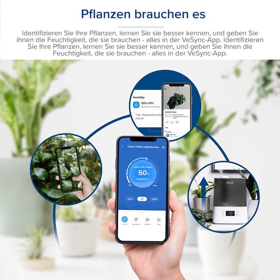 Levoit Smart Luftbefeuchter für große Räume, Top-Fill Humidifier, mit APP & Alexa Steuerung, bis 47m², leise Raumbefeuchter für Schlafzimmer, Kinderzimmer, Pflanzen, Auto Shut-off, 6 L, Grau