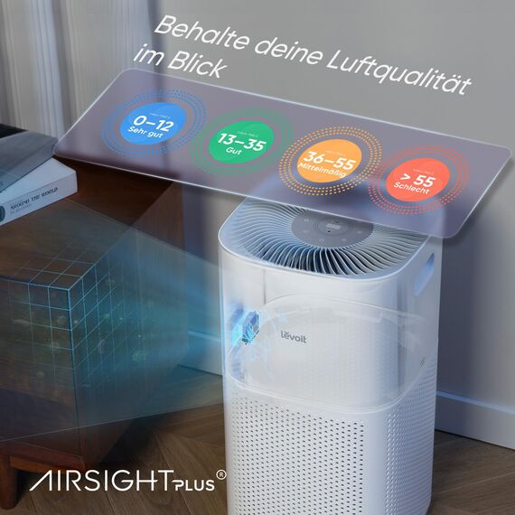LEVOIT HEPA Luftreiniger für Raucherzimmer Allergiker, CADR 697m³/h bis 147㎡ Wohnung, PM2,5 Luftqualitätsanzeige & Automodus, Luftfilter gegen 99,97% von Schimmel Pollen Staub, App Alexa Steuerung