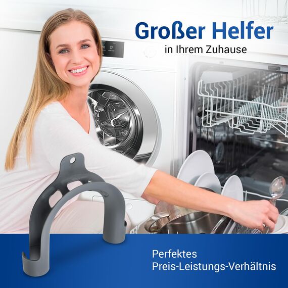 VIOKS Haltebogen Ablaufschlauch 180 Grad Bogen PVC - Halterung für Waschmaschine Ablaufschlauch & Schlauch Halterung für Geschirrspüler, Trockner