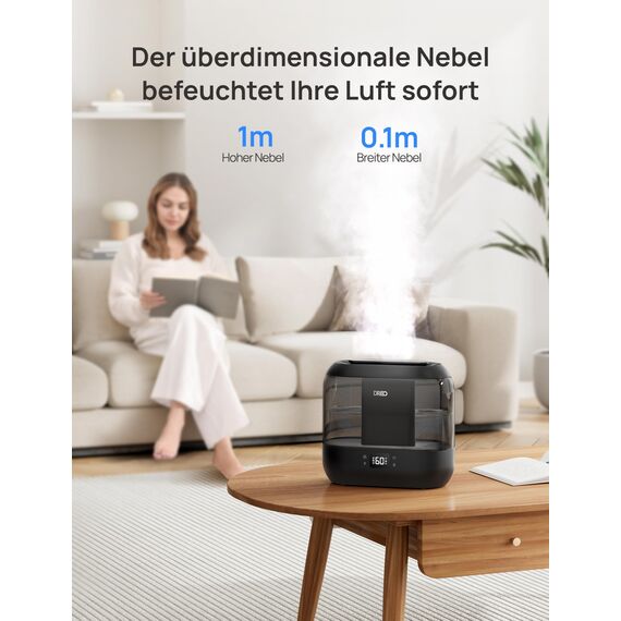 Dreo Smart Luftbefeuchter für Schlafzimmer, oben befüllbarer 4L Supergroßer Kühler Nebel Humidifier mit Öl Diffusor und Nachtlicht, 36 Stunden Laufzeit, leiser Ultraschall Luftbefeuchter Zuhause