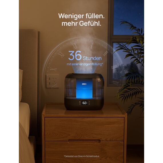 Dreo Smart Luftbefeuchter für Schlafzimmer, oben befüllbarer 4L Supergroßer Kühler Nebel Humidifier mit Öl Diffusor und Nachtlicht, 36 Stunden Laufzeit, leiser Ultraschall Luftbefeuchter Zuhause
