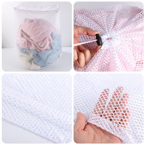 4 Stück Wäschenetz für Waschmaschine, Wäschesack Wäschebeutel mit Kordelstopper Laundry Bag Wiederverwendbare für Pullover Mäntel Hemden Unterwäsche Socken