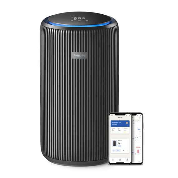 Philips Luftreiniger Serie 4200, HEPA NanoProtect - doppelter Aktivkohlefilter, CADR 600m³/h für 156m², besonders leise, intelligent und energieeffizient (AC4221/11)