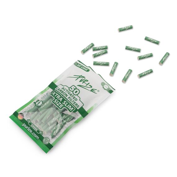 PURIZE® Beutel | 50 XTRA Slim Size Aktivkohlefilter (Set) Grün