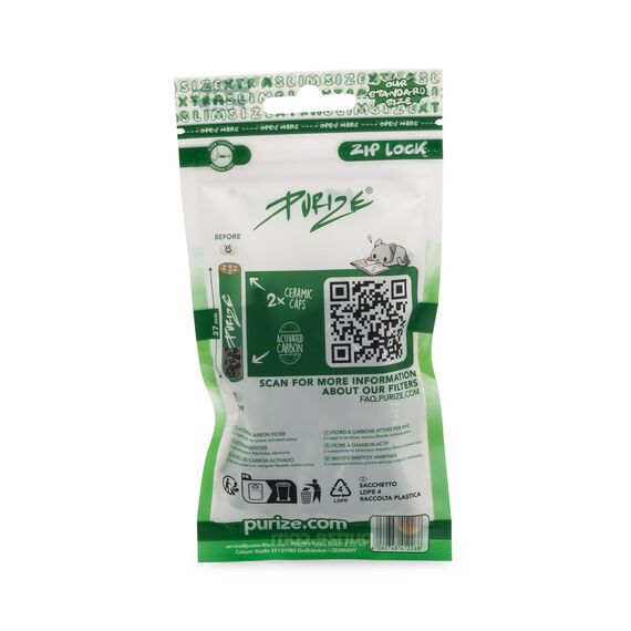 PURIZE® Beutel | 50 XTRA Slim Size Aktivkohlefilter (Set) Grün
