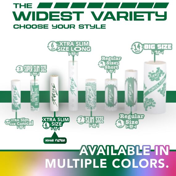 PURIZE Aktivkohlefilter Xtra Slim Size Set - 50 Filter + 1 Sticker - Xtra Slim Size premium Filter - Aktivkohle auf Kokosnuss-Basis (weiß)