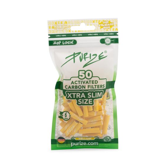 PURIZE® Beutel | 50 XTRA Slim Size Aktivkohlefilter (Set) Gelb