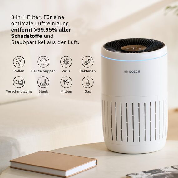 Bosch Original Air 2000 Filter für Luftreiniger - Ersatzfilter mit HEPA Filterschicht - 3-in-1, mit Aktivkohlefilter - Gegen Staub, feine Partikel und Gerüche in der Luft
