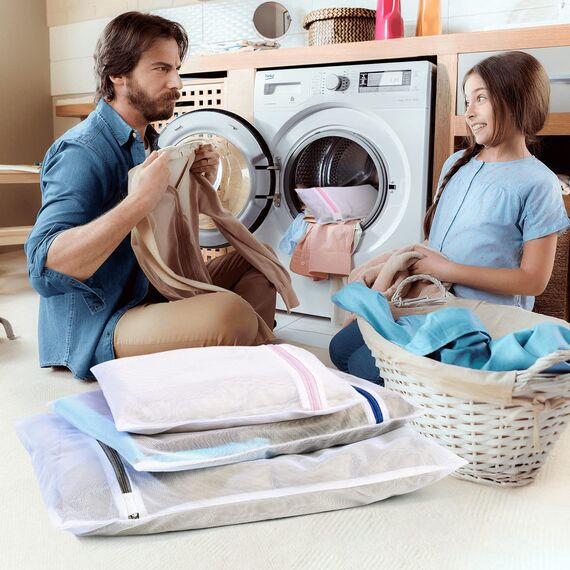 10 Stk Wäschenetz für Waschmaschine, Wäschesäcke, Wäschenetze Groß mit Reißverschluß, Wäschebeutel für Waschmaschine Blusen, BHs, Unterwäsche, Bettwäsche, Mäntel, Textilien, SML