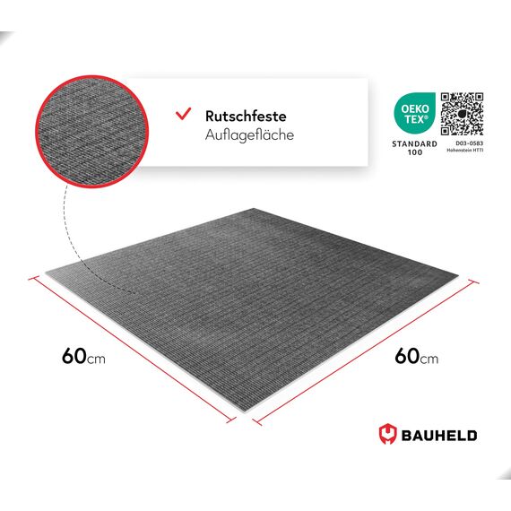 BAUHELD® Universal Waschmaschinen-Auflage [60x60cm] - Waschmaschinen-Abdeckung mit Vinyl-Beschichtung [Made in Germany] - Für Waschmaschine, Trockner, Küche, Wohnmobil, Badezimmer - Metallic