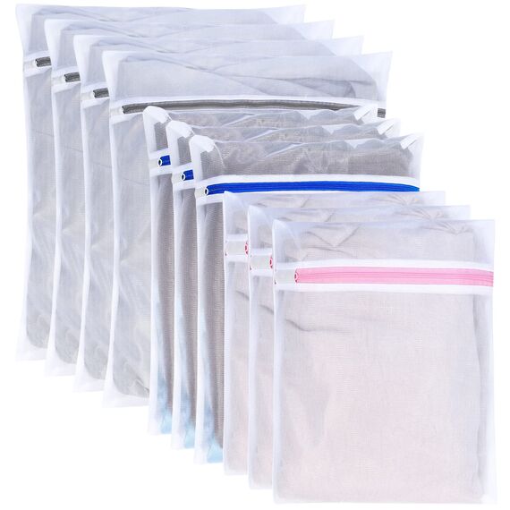 10 Stk Wäschenetz für Waschmaschine, Wäschesäcke, Wäschenetze Groß mit Reißverschluß, Wäschebeutel für Waschmaschine Blusen, BHs, Unterwäsche, Bettwäsche, Mäntel, Textilien, SML