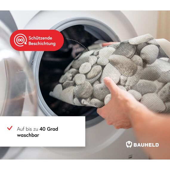 BAUHELD® Universal Waschmaschinen-Auflage [60x60cm] - Waschmaschinen-Abdeckung mit Vinyl-Beschichtung [Made in Germany] - Für Waschmaschine, Trockner, Küche, Wohnmobil, Badezimmer - Stones