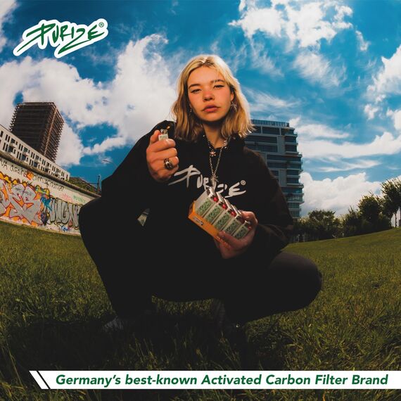 PURIZE Aktivkohlefilter Xtra Slim Size Set - 50 Filter + 1 Sticker - Xtra Slim Size premium Filter - Aktivkohle auf Kokosnuss-Basis (weiß)