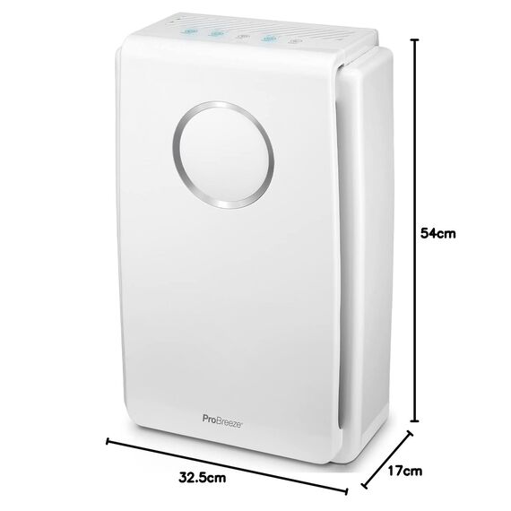 Pro Breeze HEPA Luftreiniger Allergiker für 52㎡ mit 5-in-1 HEPA Luftfilter gegen Schimmel Staub Pollen Rauch, CADR 218m³/h, Air Purifier für Raucherzimmer, 99,97% Filterleistung, Timer, Schlafmodus