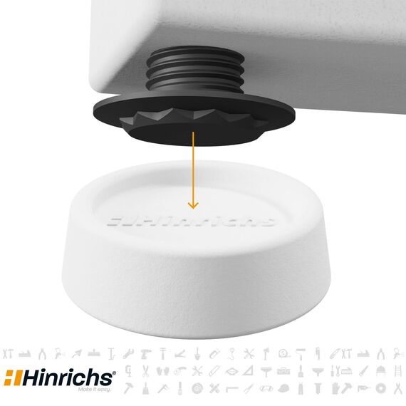 Hinrichs 4er Set Schwingungsdämpfer rund weiß - Dämpfer Waschmaschine - Vibrationsdämpfer Waschmaschine - Gummifüße Waschmaschine- Antivibrationszubehör für AEG Bosch Siemens Privileg etc.
