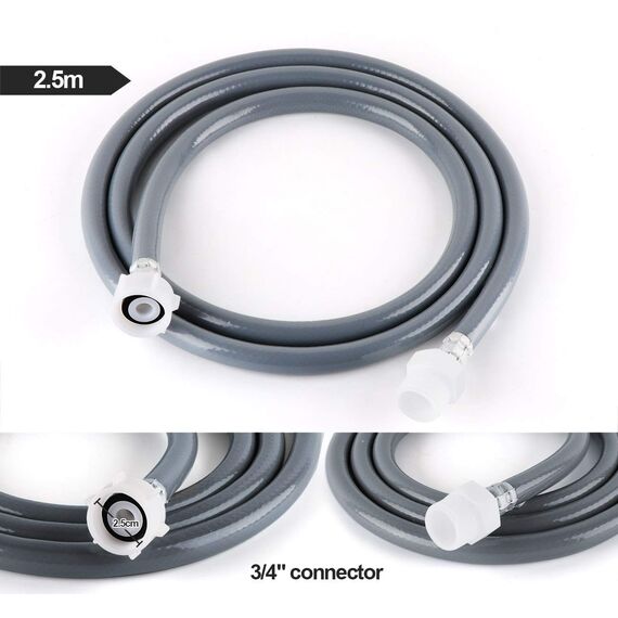 ilauke 2,5 m Zulaufschlauch Verlängerung, Wasseranschluss Verlängerung für Wasch- und Spülmaschinenschlauch, Kaltwasser-Zulaufschlauch mit 6M PTFE-Band, 3/4 Zoll