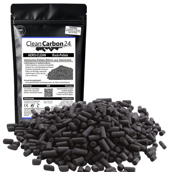 Aktivkohle Pellets Ø4mm, aus Steinkohle zur Luftreinigung AERO-CLEAN Rock-Pellets (2,5 Liter)