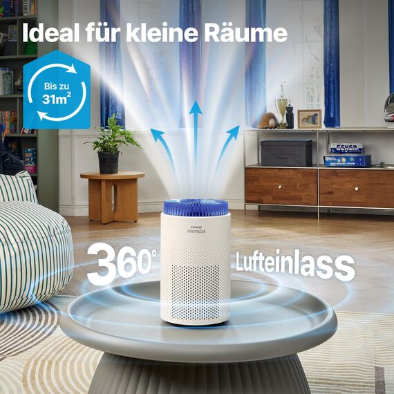 COWAY Luftreiniger Allergiker für Schlafzimmer & kleine Räume, leiser Luftreiniger mit 18,4 dB, CADR 120,1 m³/h, Mood Light, Automatik gegen Pollen, Staub, Tierhaare & Rauch, AIRMEGA 50