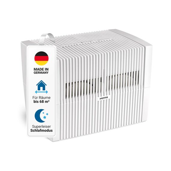Venta Luftbefeuchter LW45 Classic Original, sehr leise 20 dB(A), energieeffizient 2 Watt, hygienische Kaltverdunstung ohne Filter, großer 10 l-Tank, bis 68 m², mit Duftfunktion