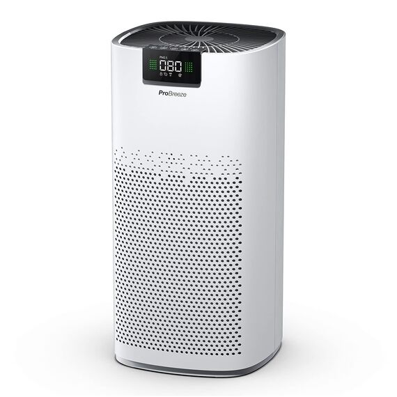 Pro Breeze Luftreiniger Hepa 13 Filter mit UV-C Lampe, Luft Ionisierer & Aktivkohlefilter, CADR 460m3 - Air Purifier mit Luftqualitätsmesser für große Räume bis 140m² - bis zu 99.95% Filterleistung