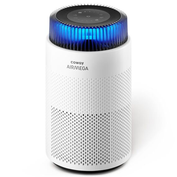 COWAY Luftreiniger Allergiker – Superleise, mit Schlafmodus & Stimmungslicht, entfernt 99,999 % Partikel bis 0,01 µm, mit ECARF-Siegel, gegen Pollen, Staub & Tierhaare, CADR 244 m³/h, AIRMEGA 100